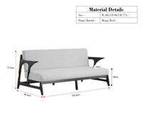 Switzerland Sheesham Wood Three Seater Sofa Grey Finish