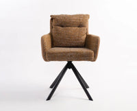 Synluxe Halo Chair – Modern Upholstered Dining Chair for Home & Café Speckled Ochre