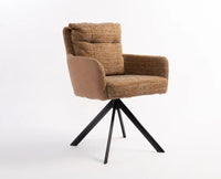 Synluxe Halo Chair – Modern Upholstered Dining Chair for Home & Café Speckled Ochre