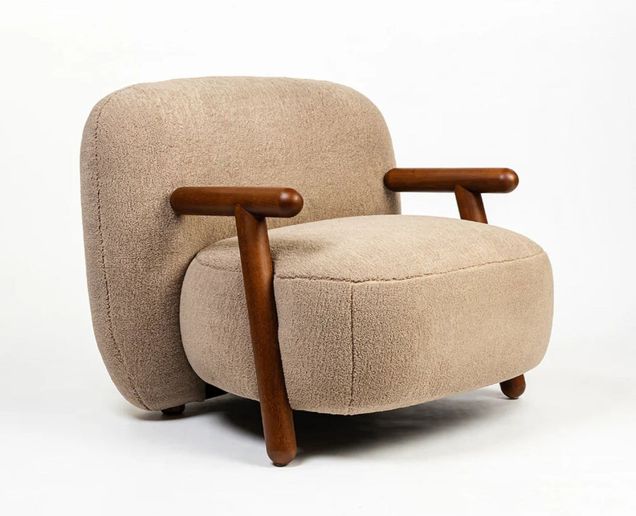 Tampa Cotton Chair with Wood Furniselan Beige-Grey