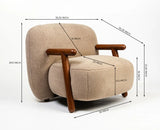 Tampa Cotton Chair with Wood Furniselan Beige-Grey