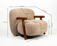 Tampa Cotton Chair with Wood Furniselan Beige-Grey