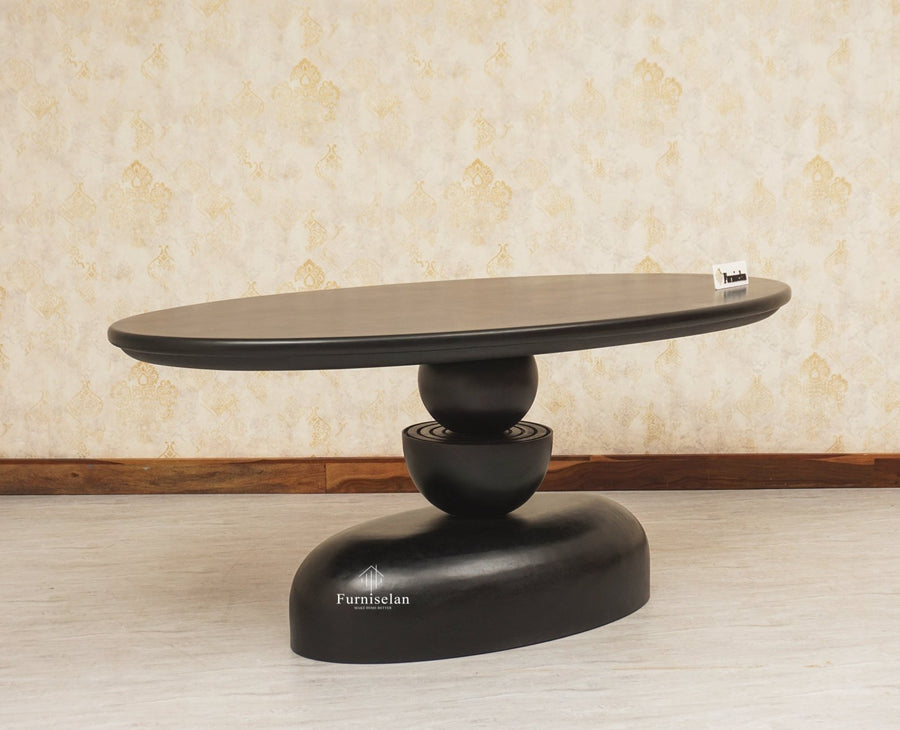 Telford Wooden Oval Dining Table Six Seater Furniselan Black Finish