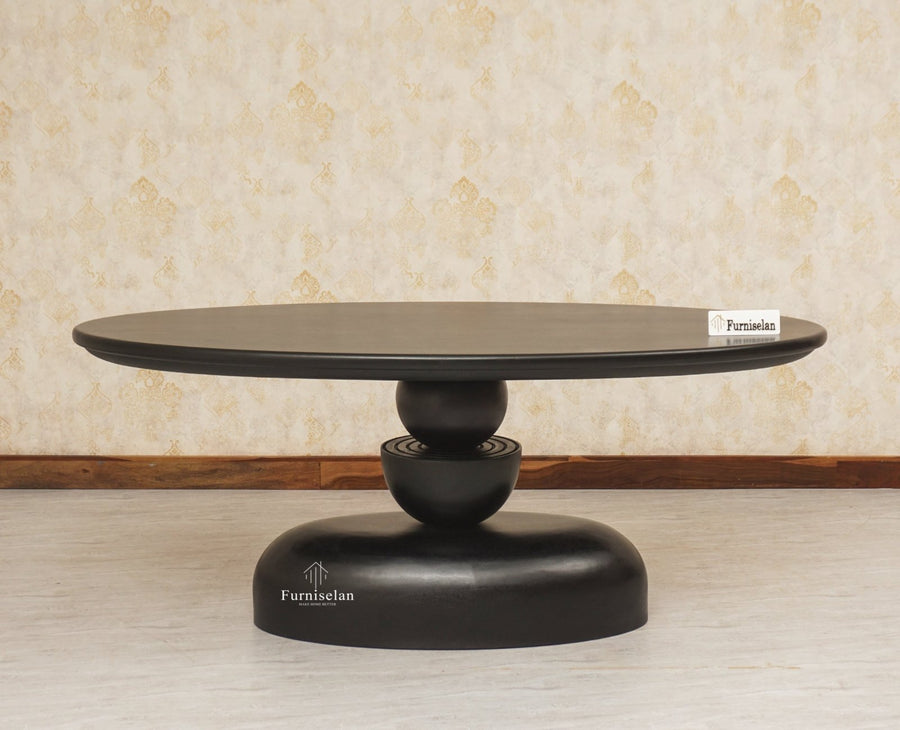 Telford Wooden Oval Dining Table Six Seater Furniselan Black Finish