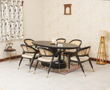 Telford Wooden Oval Dining Table Six Seater with Six Chairs
