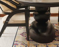 Telford Wooden Oval Dining Table Six Seater with Six Chairs Furniselan Black Finish