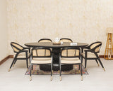Telford Wooden Oval Dining Table Six Seater with Six Chairs Furniselan Black Finish
