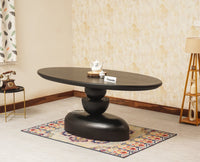 Telford Wooden Oval Dining Table Six Seater with Six Chairs Furniselan Black Finish