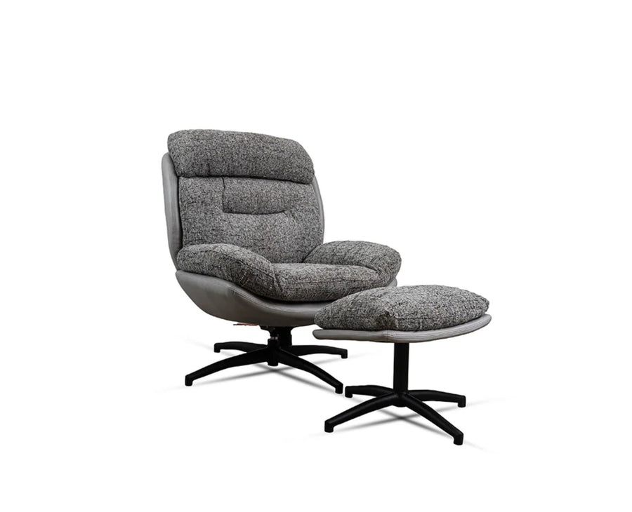 The Haven Set Cotton Chair with Ottoman - Dining Chair - Furniselan  - Grey