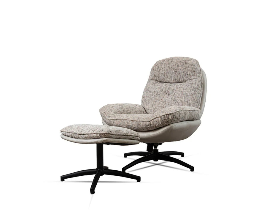 The Haven Set Cotton Chair with Ottoman - Dining Chair - Furniselan-Brown