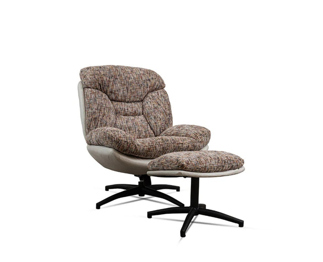 The Haven Set Cotton Chair with Ottoman - Dining Chair - Furniselan - White