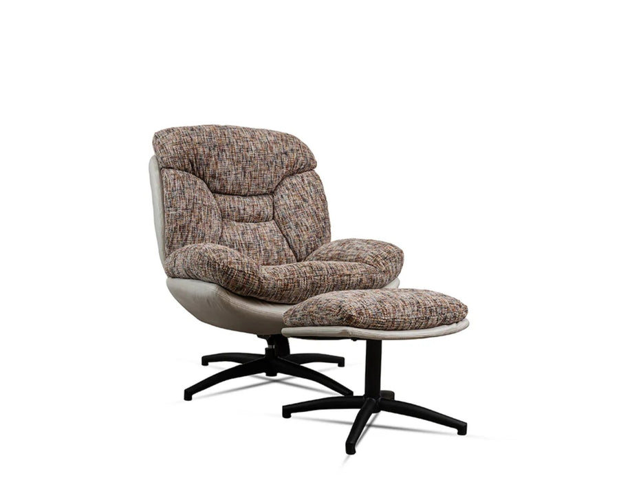 The Haven Set Cotton Chair with Ottoman - Dining Chair - Furniselan - White