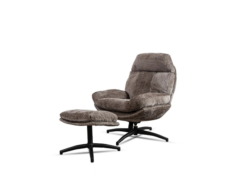 The Haven Set Cotton Chair with Ottoman - Dining Chair - Furniselan-Rose-brown
