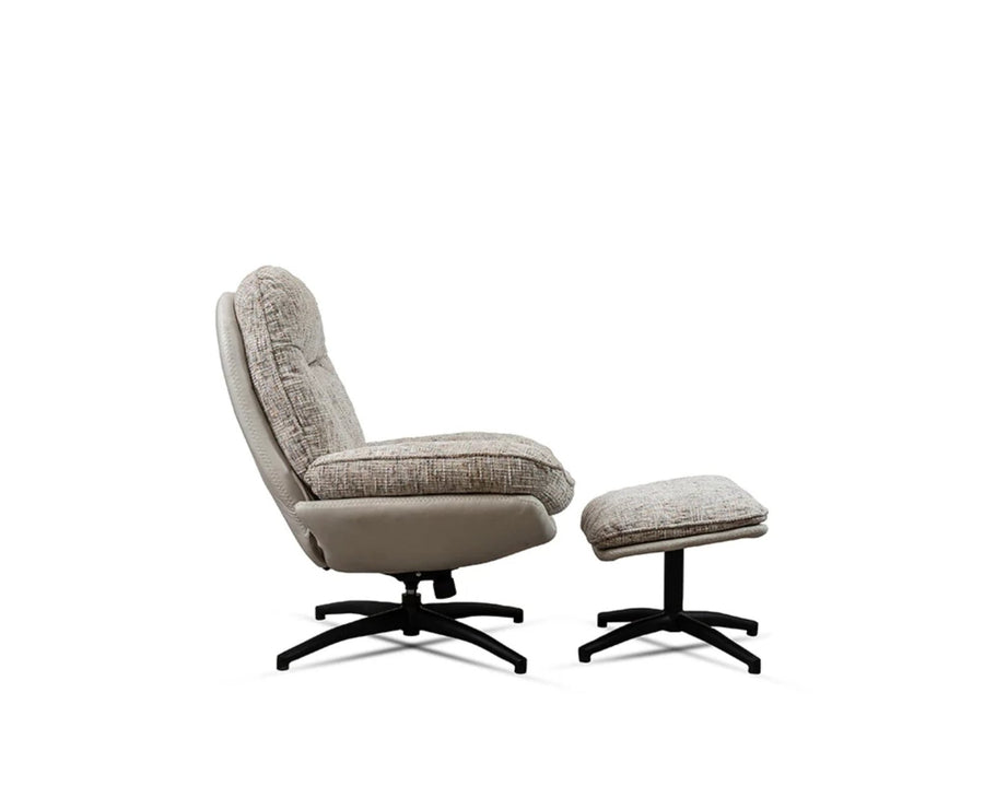 The Haven Set Cotton Chair with Ottoman - Dining Chair - Furniselan-Brown
