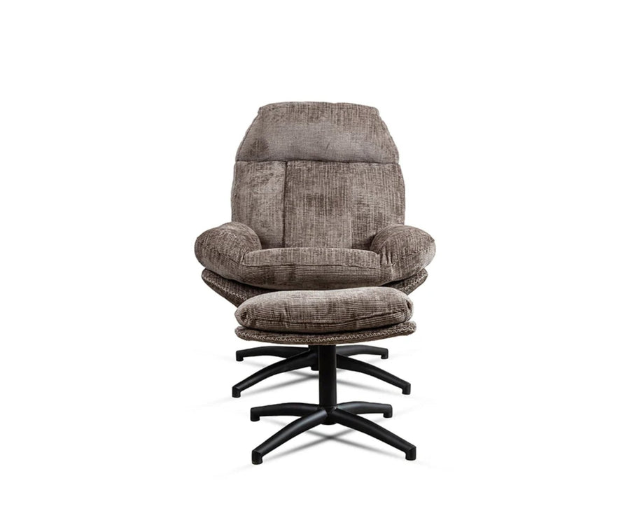 The Haven Set Cotton Chair with Ottoman - Dining Chair - Furniselan-Rose-brown
