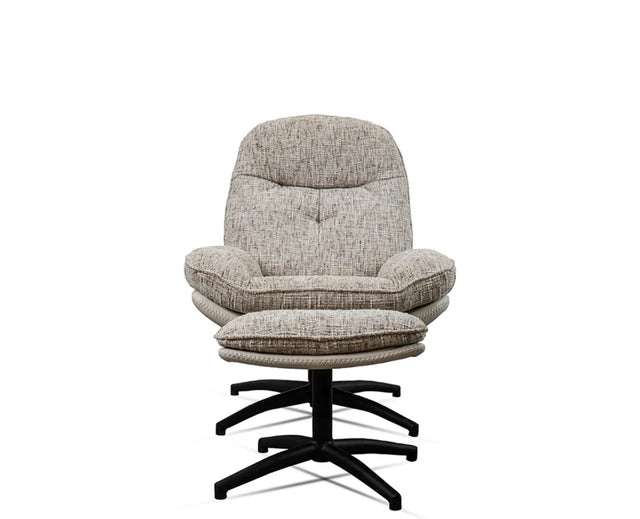 The Haven Set Cotton Chair with Ottoman - Dining Chair - Furniselan-Brown