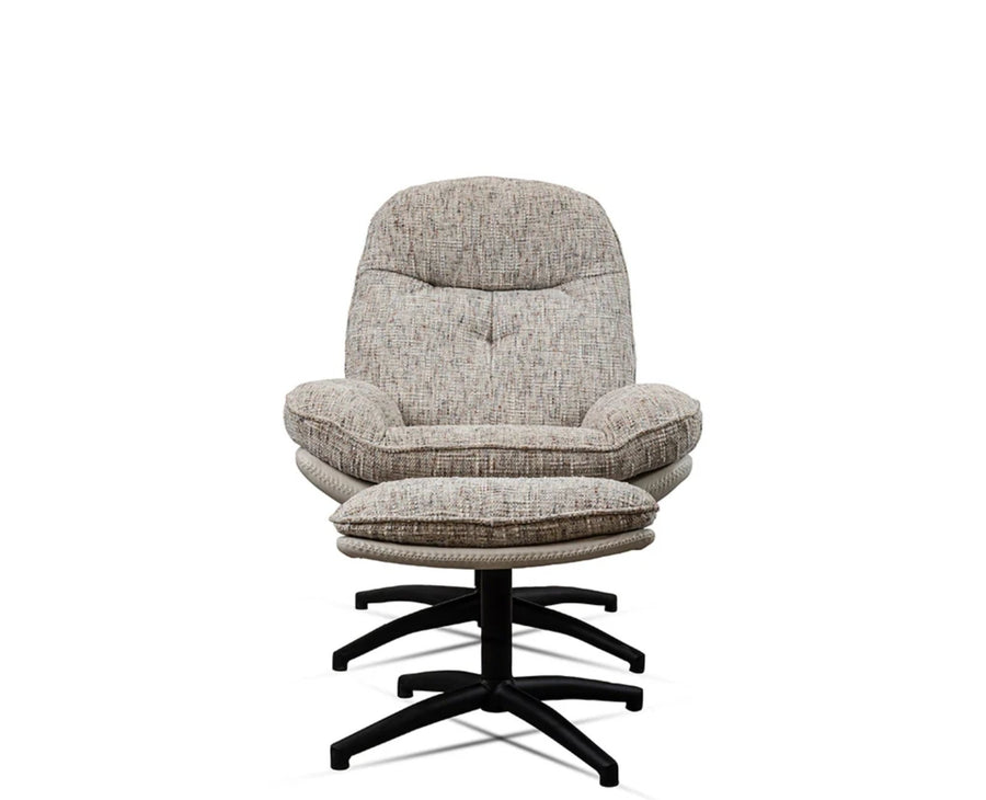 The Haven Set Cotton Chair with Ottoman - Dining Chair - Furniselan-Brown