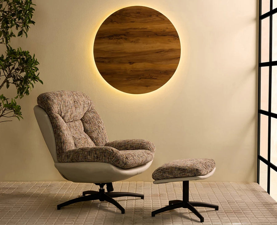 The Haven Set Cotton Chair with Ottoman - Dining Chair - Furniselan - White