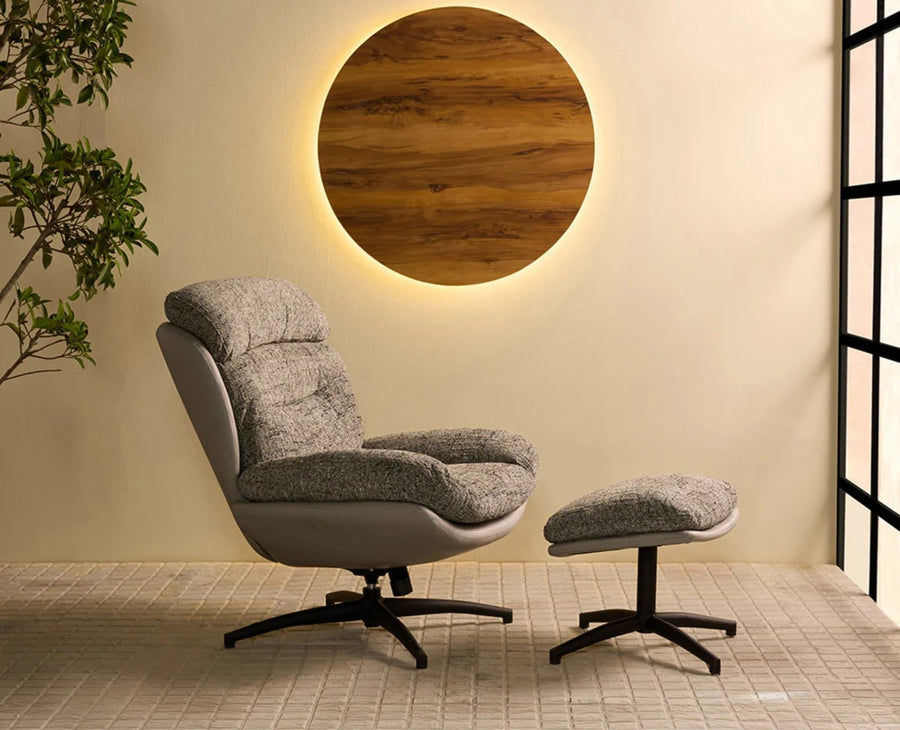 The Haven Set Cotton Chair with Ottoman - Dining Chair - Furniselan  - Grey