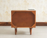The Regal Solid Wood Rattan Bedside Table Two Drawer Furniselan Brown Finish