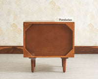 The Regal Solid Wood Rattan Bedside Table Two Drawer Furniselan Brown Finish