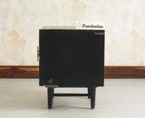 The Regal Solid Wood Rattan Bedside Table Two Drawer Furniselan Black Finish