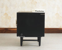 The Regal Solid Wood Rattan Bedside Table Two Drawer Furniselan Black Finish