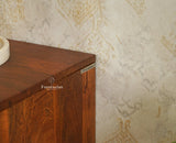 The Regal Solid Wood Rattan Bedside Table Two Drawer Furniselan Brown Finish