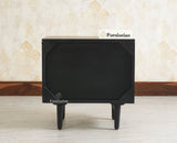 The Regal Solid Wood Rattan Bedside Table Two Drawer Furniselan Black Finish