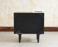 The Regal Solid Wood Rattan Bedside Table Two Drawer Furniselan Black Finish