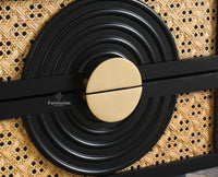 The Regal Solid Wood Rattan Bedside Table Two Drawer Furniselan Black Finish