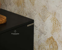 The Regal Solid Wood Rattan Bedside Table Two Drawer Furniselan Black Finish