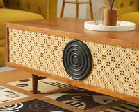 The Regal Solid Wood Rattan Coffee Table Furniselan Brown Finish