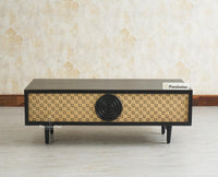 The Regal Solid Wood Rattan Coffee Table Furniselan Black Finish