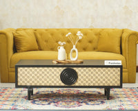 The Regal Solid Wood Rattan Coffee Table Furniselan Black Finish