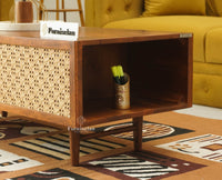 The Regal Solid Wood Rattan Coffee Table Furniselan Brown Finish