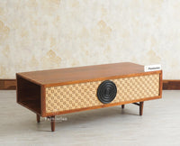 The Regal Solid Wood Rattan Coffee Table Furniselan Brown Finish