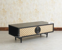 The Regal Solid Wood Rattan Coffee Table Furniselan Black Finish