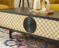 The Regal Solid Wood Rattan Coffee Table Furniselan Black Finish