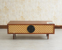 The Regal Solid Wood Rattan Coffee Table Furniselan Brown Finish