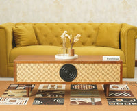 The Regal Solid Wood Rattan Coffee Table Furniselan Brown Finish