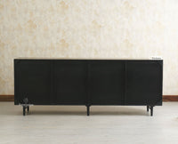 The Regal Solid Wood Rattan Large Sideboard Cabinet Four Doors Furniselan Black Finish