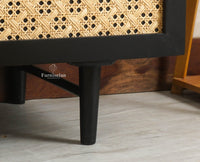 The Regal Solid Wood Rattan Large Sideboard Cabinet Four Doors Furniselan Black Finish