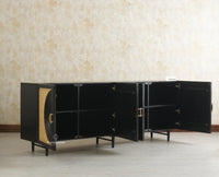 The Regal Solid Wood Rattan Large Sideboard Cabinet Four Doors Furniselan Black Finish