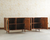 The Regal Solid Wood Rattan Large Sideboard Cabinet Four Doors Furniselan Brown Finish