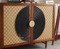 The Regal Solid Wood Rattan Large Sideboard Cabinet Four Doors Furniselan Brown Finish