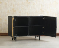The Regal Solid Wood Rattan Sideboard Cabinet Two Doors Furniselan Black Finish