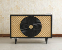 The Regal Solid Wood Rattan Sideboard Cabinet Two Doors Furniselan Black Finish