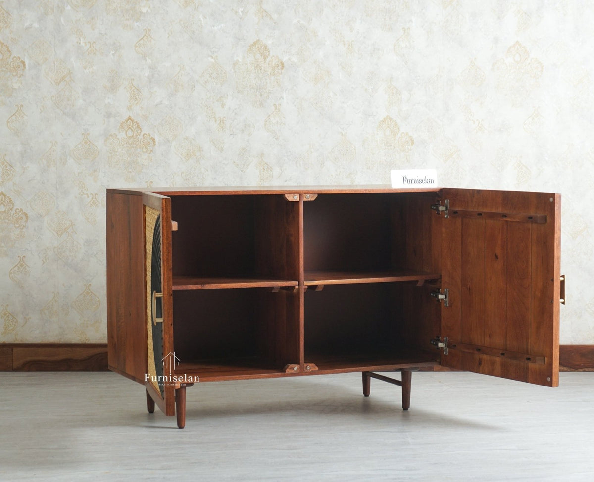 Buy The Regal Solid Wood Rattan Sideboard Cabinet Two Doors