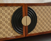 The Regal Solid Wood Rattan Two Door TV Cabinet Unit Furniselan Brown Finish